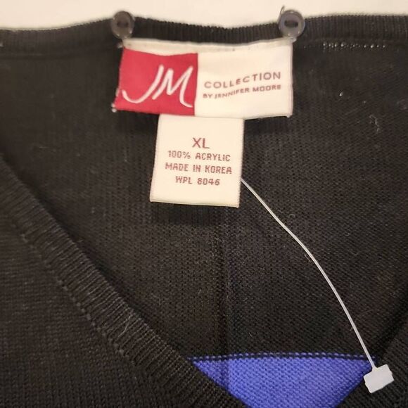 JM Collection Women's Multicolor Striped V-Neck Pullover Sweater and Scarf  Size - Picture 3 of 12